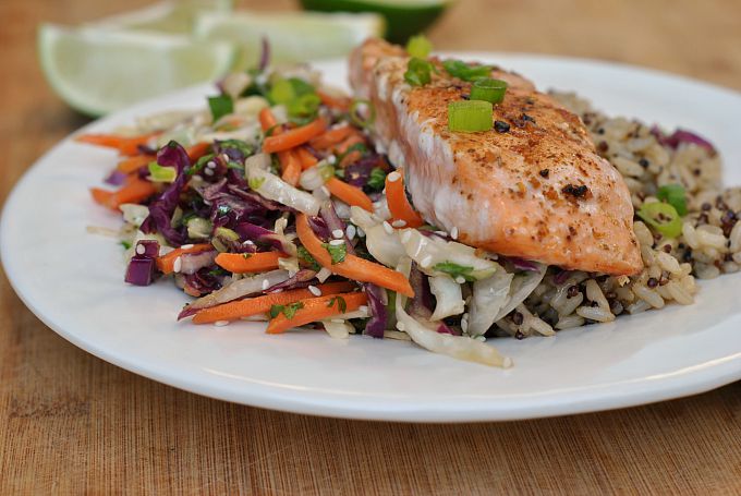 Sesame Cabbage Salad with Grilled Salmon 4
