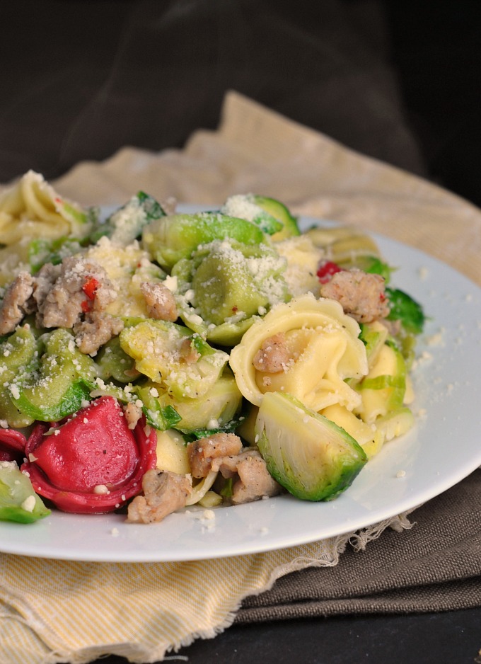 Easy Tortellini with Sausage and Brussels Sprouts 1