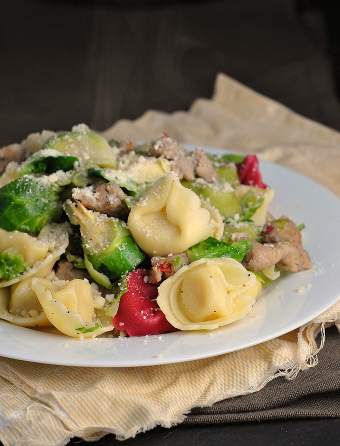 Easy Tortellini with Sausage and Brussels Sprouts 3