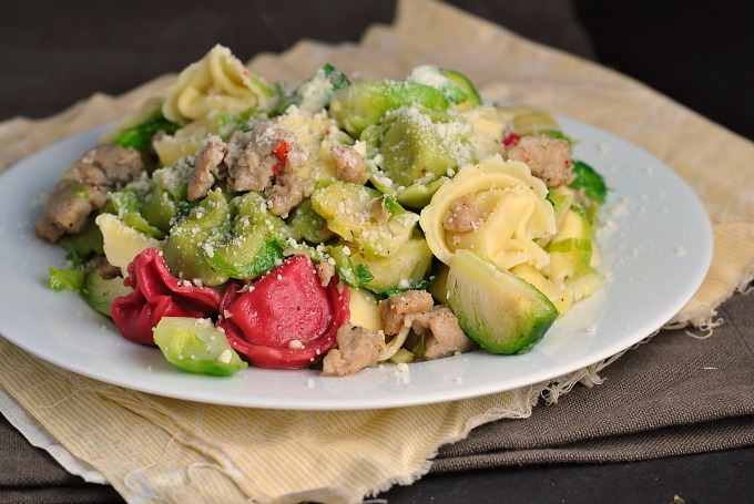 Easy Tortellini with Sausage and Brussels Sprouts 4