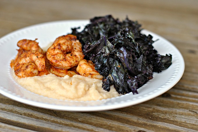 Spicy Shrimp with Cauliflower Mash and Kale 2