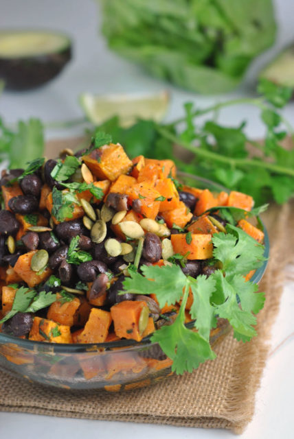 Black Bean Salad with Roasted Sweet Potatoes + Weekly Menu - Prevention RD