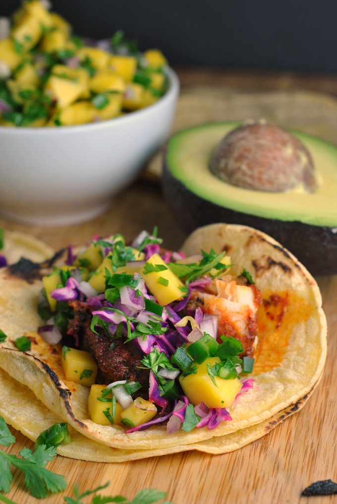 Blackened Fish Tacos with Mango Salsa via @preventionrd