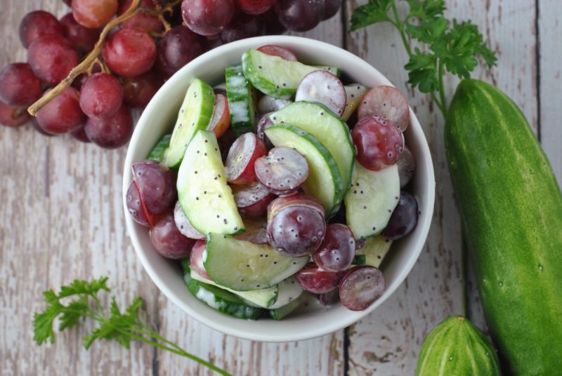Cucumber Grape Salad with Poppyseed Dressing + Weekly Menu