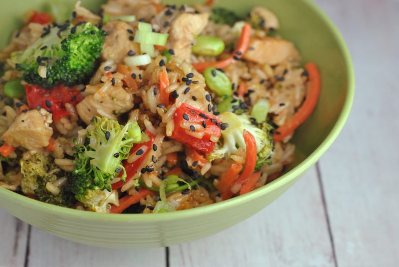 One Pot Teriyaki Rice with Chicken and Vegetables