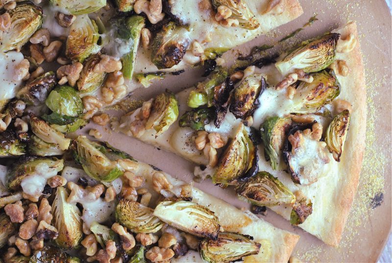 Brussels Sprout and Walnut Pizza