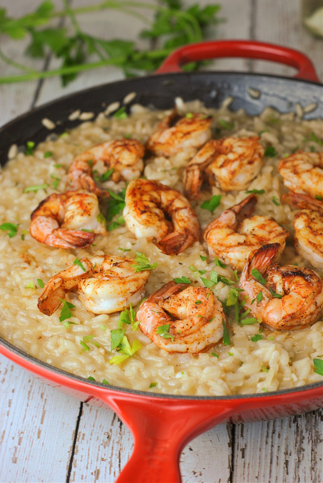 Parmesan Risotto with Roasted Shrimp + Weekly Menu - Prevention RD