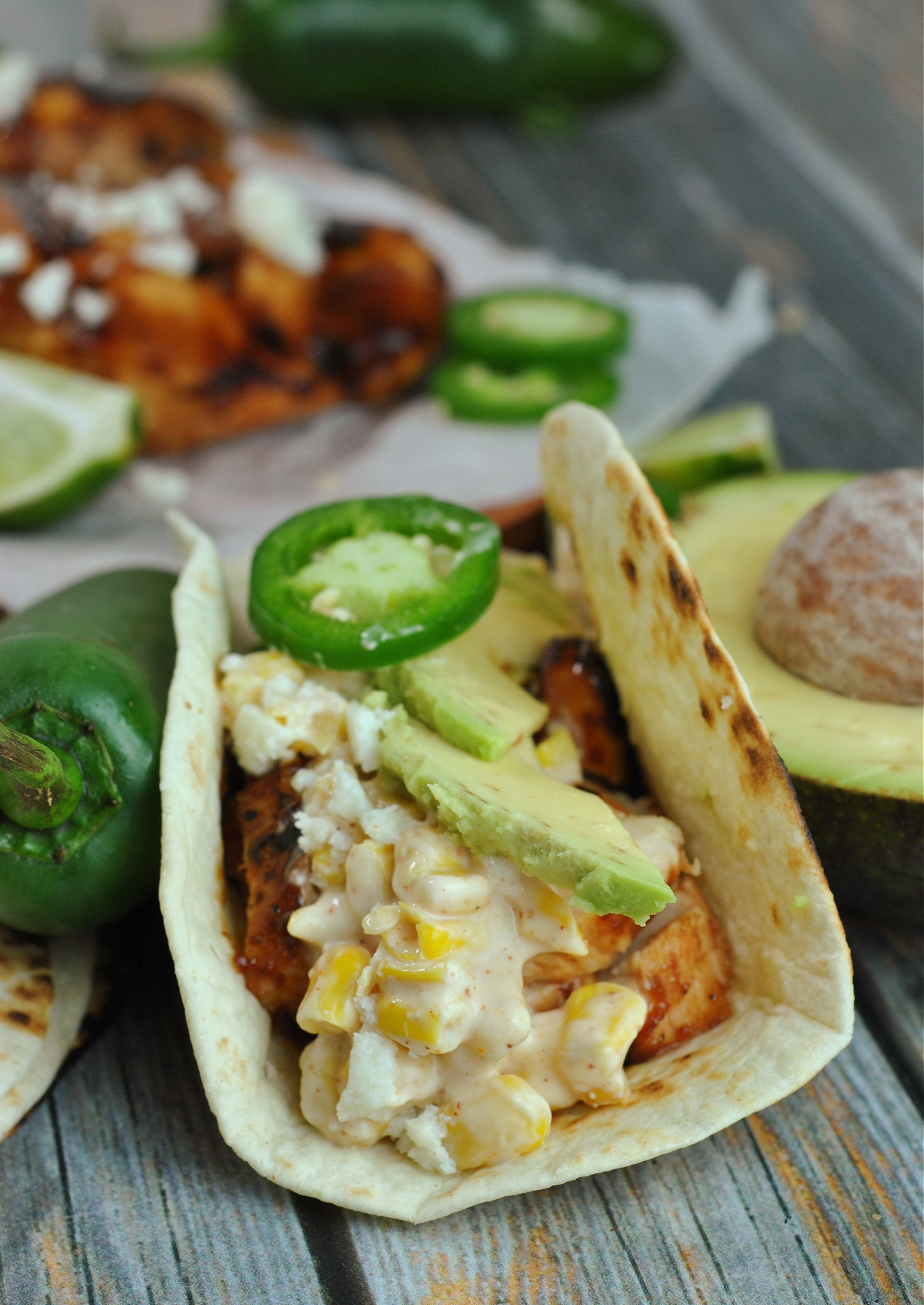 BBQ Chicken Street Corn Tacos via @preventionrd