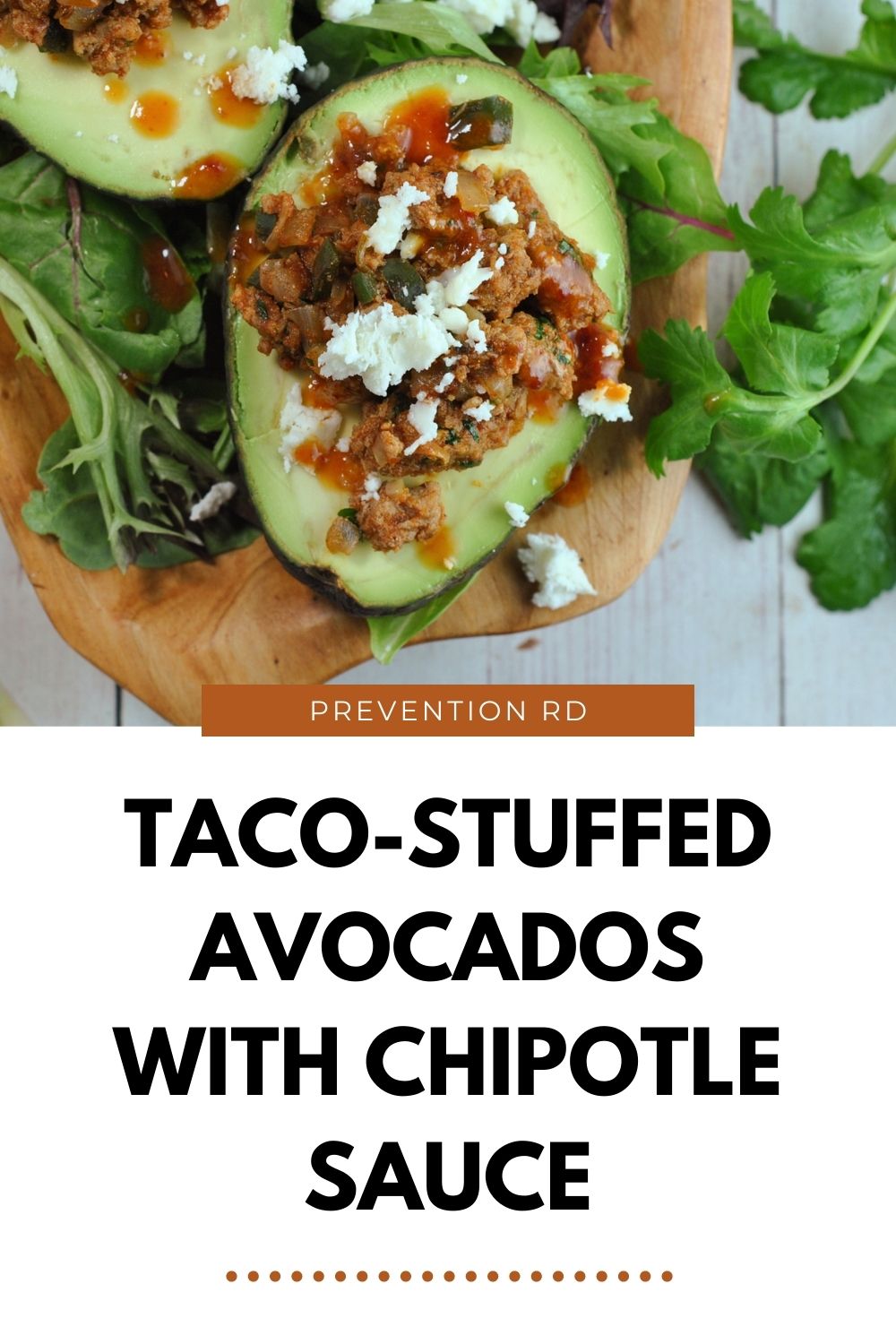 Taco-Stuffed Avocados with Chipotle Sauce via @preventionrd