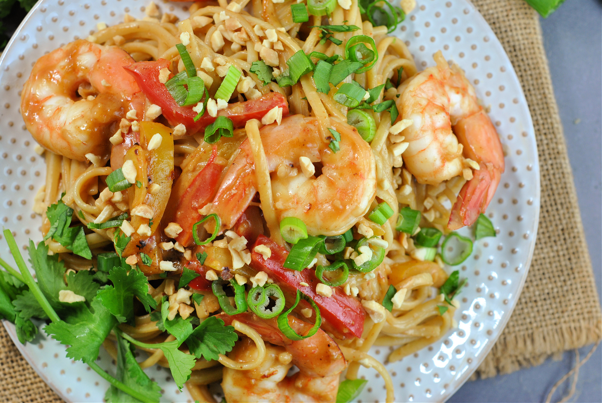 30-Minute Spicy Peanut Butter Noodles with Shrimp