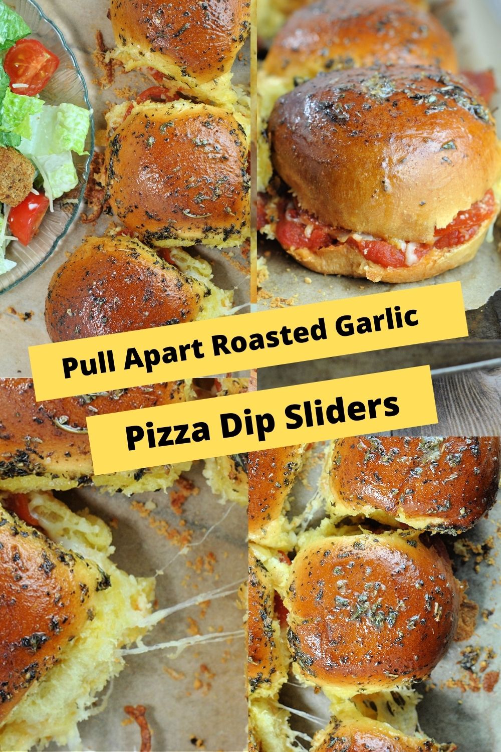 Pull Apart Roasted Garlic Pizza Dip Sliders via @preventionrd