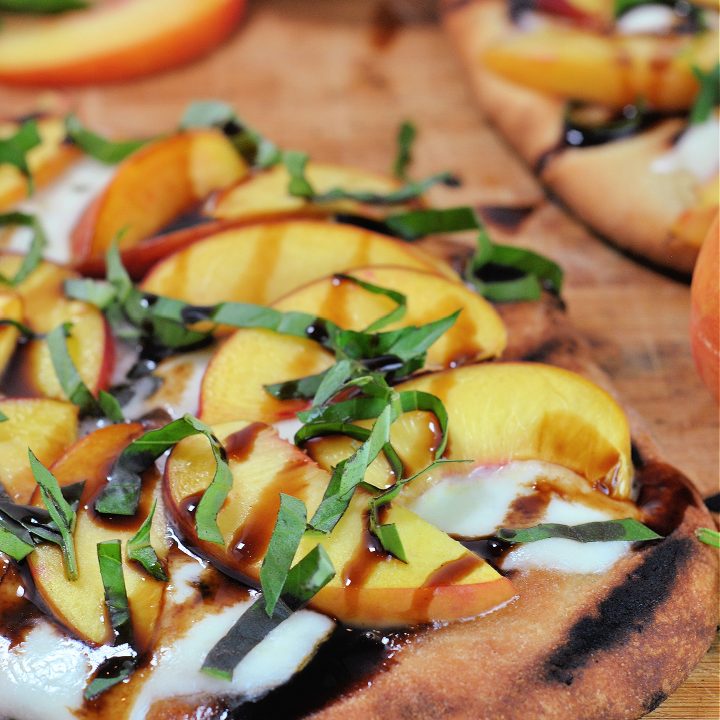 Grilled Peach Caprese Naan Pizza