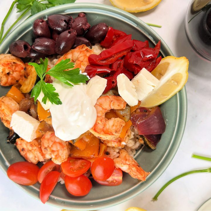 30 Minute Greek Shrimp and Grain Bowls