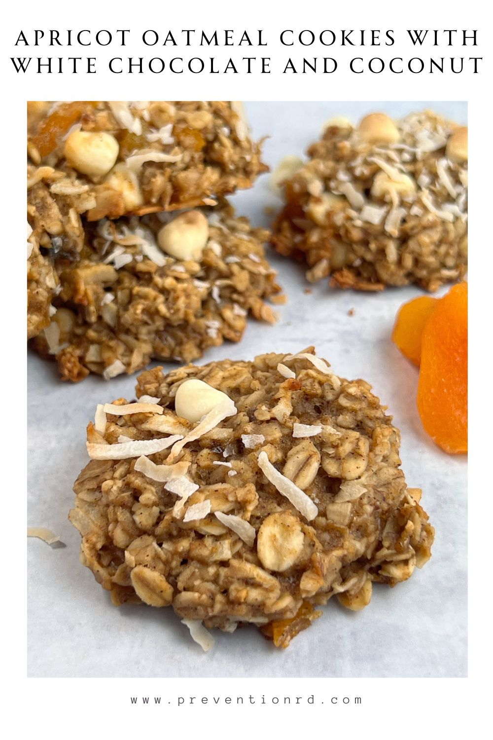 Apricot Oatmeal Cookies with White Chocolate and Coconut via @preventionrd