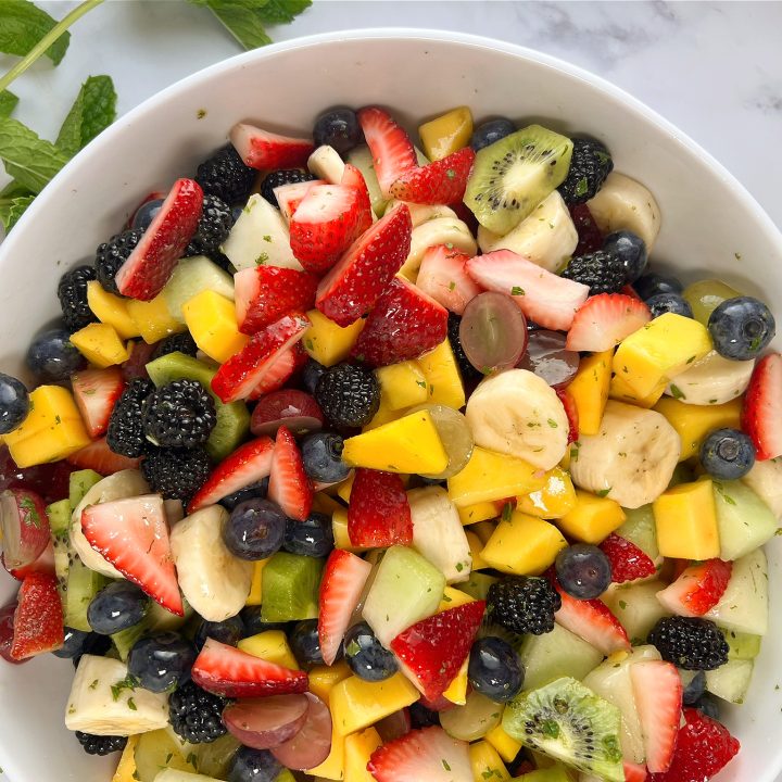 Rainbow Fruit Salad with Honey Lime Dressing