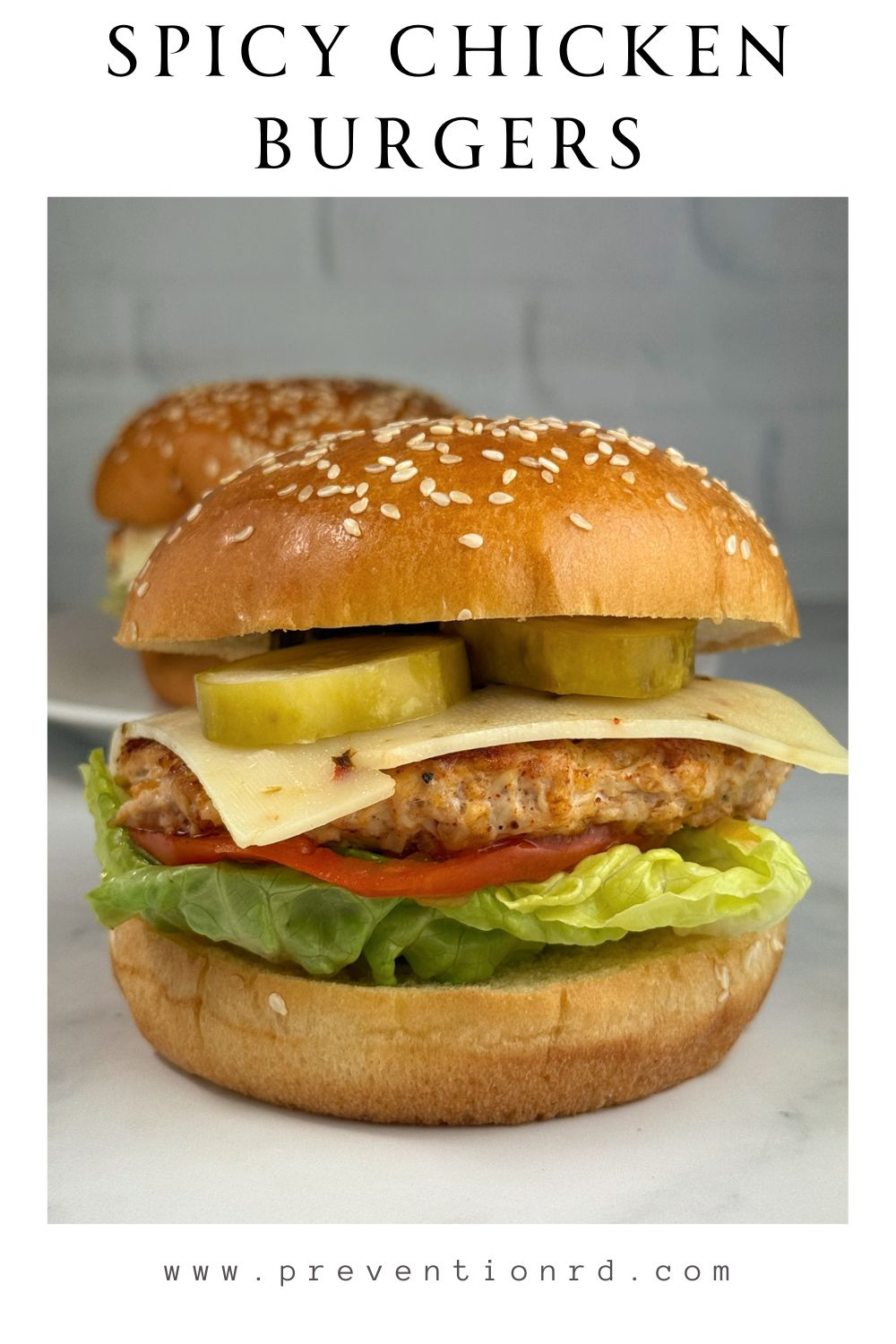 Spicy Chicken Burgers via @preventionrd